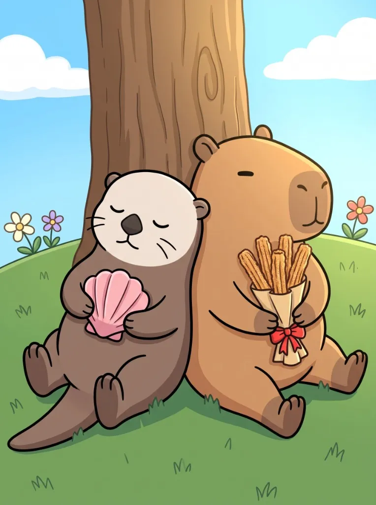 명언그리기 수달과 카피바라 일러스트