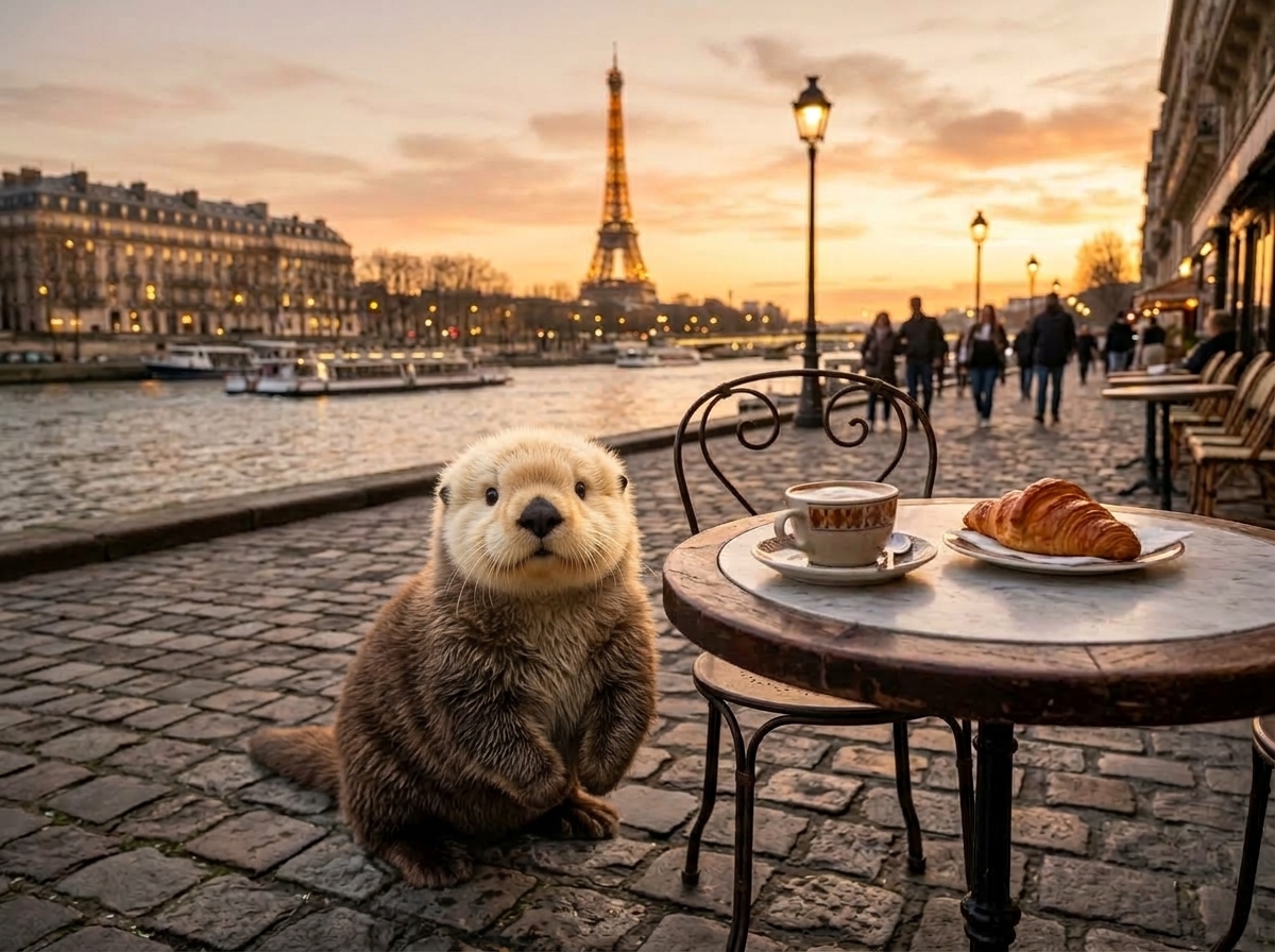 Ottery French - Parisian Sea Otter Tutor teaching real spoken French beside the River Seine