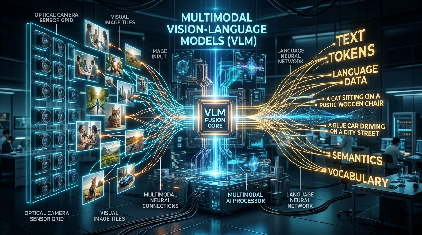 멀티모달 AI와 비전-언어 모델(VLM) 아키텍처 완전 분석: ViT 패치 투영, 교차 어텐션, 그리고 차세대 자율 시각 인지 원리